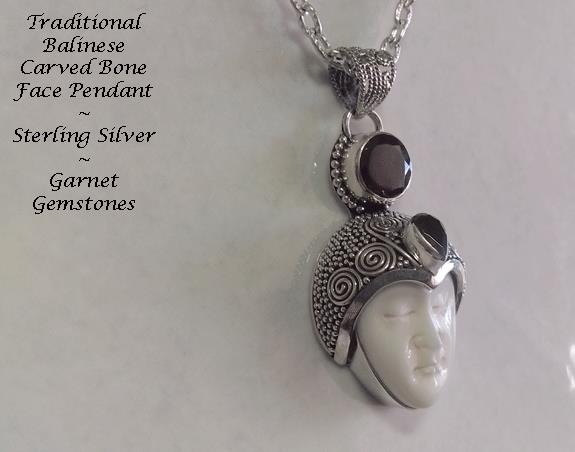 Goddess Jewelry Pendant Sterling Silver with Garnet Gems