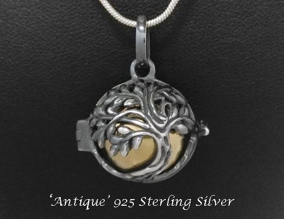 Chiming Tree of Life Necklace, Antiqued Sterling Silver