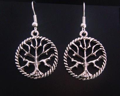 Tree of Life Earrings Celtic Design Tree with Antique Finish