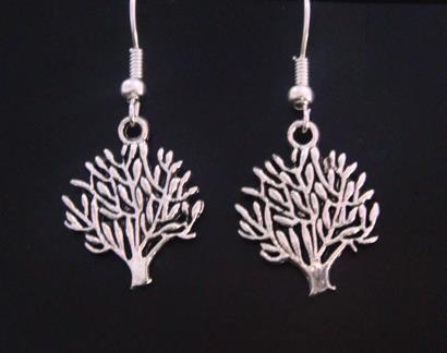 Tree of Life Earrings in Antique Finish with a Spreading Tree