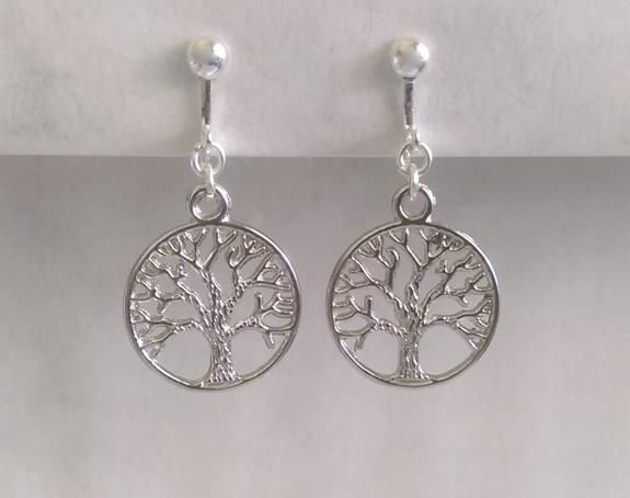 Tree of Life Clip On Earrings with Tibetan Silver Celtic Tree