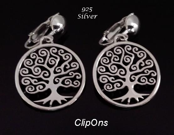 Tree of Life Clip On Earrings, Celtic Sterling Silver Earrings