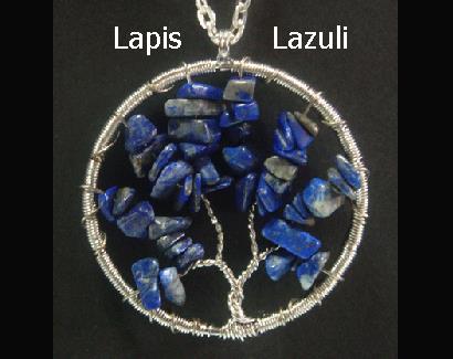 Tree of Life Necklace, Large Pendant with Lapis Lazuli Gemstones