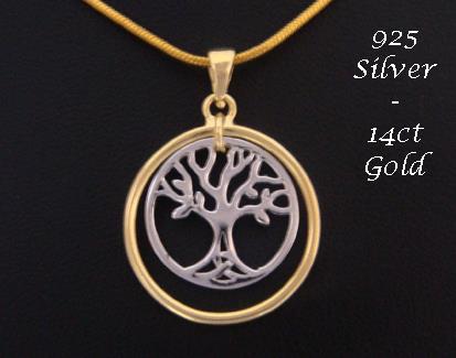 Gold Vermeil Sterling Silver Tree of Life Necklace Pendant