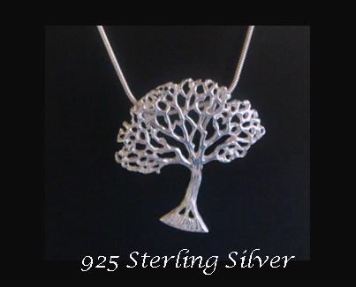 Tree of Life Necklace with Large Spreading Tree, Sterling Silver