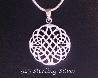 Tree of Life Pendant, Celtic Woven Design, Sterling Silver
