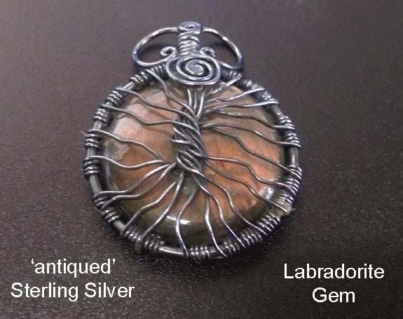 Tree of Life Necklace, Labradorite Gemstone, Sterling Silver