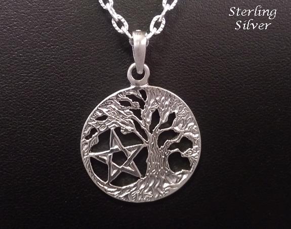 Sterling Silver Celtic Tree of Life Necklace with Pentagram